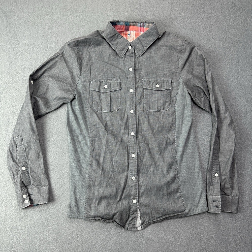 Kuhl Women's Kiley Long Sleeve UPF 50 Button-Up Shirt Sz Medium Gray
